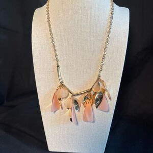 Elegant Gold and Pink Leaf Necklace